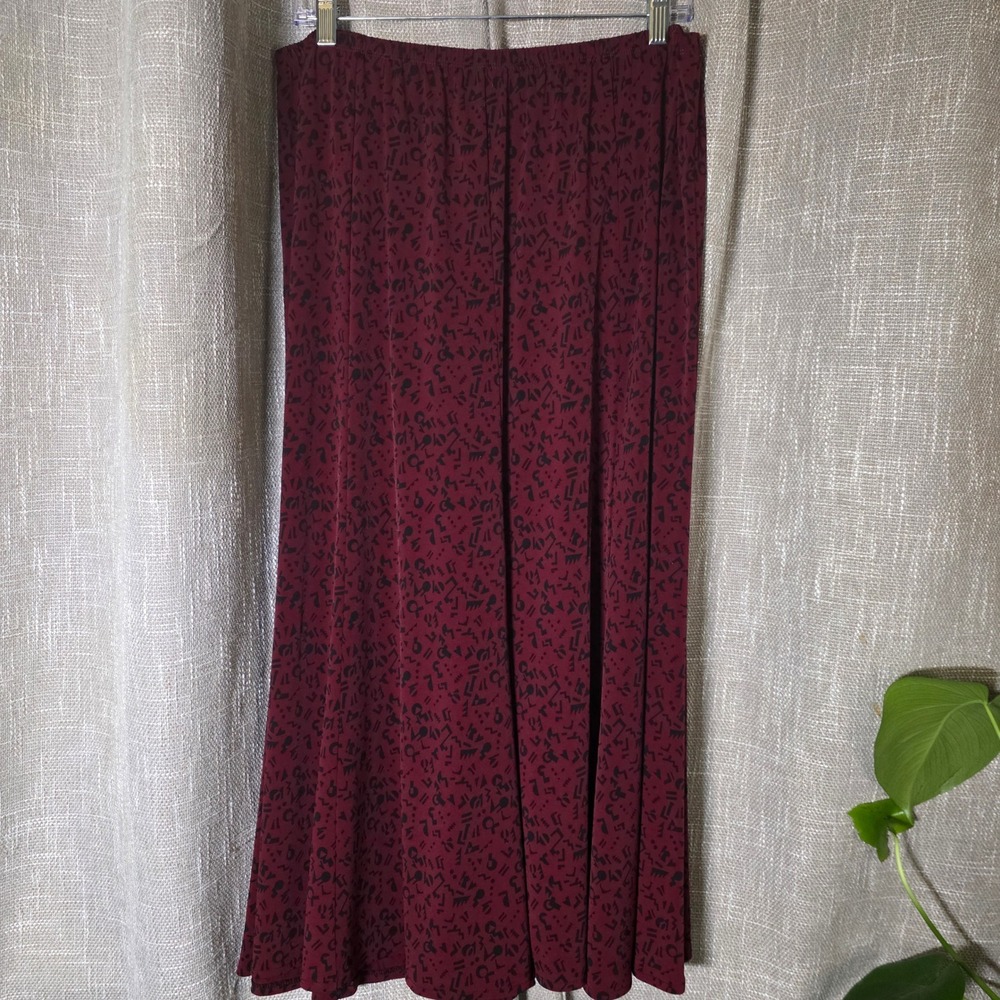 Chicos Design Abstract Geometric Slinky Maxi Skirt 3 XL Vintage 90s Whimsigoth